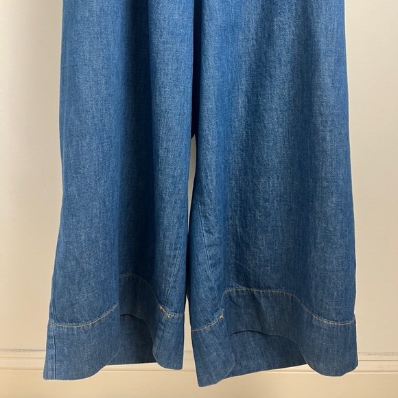 Anthropologie Pilcro Size 26W (3X) Wide-Leg 100% Cotton Denim Jumpsuit Overalls - Picture 5 of 16
